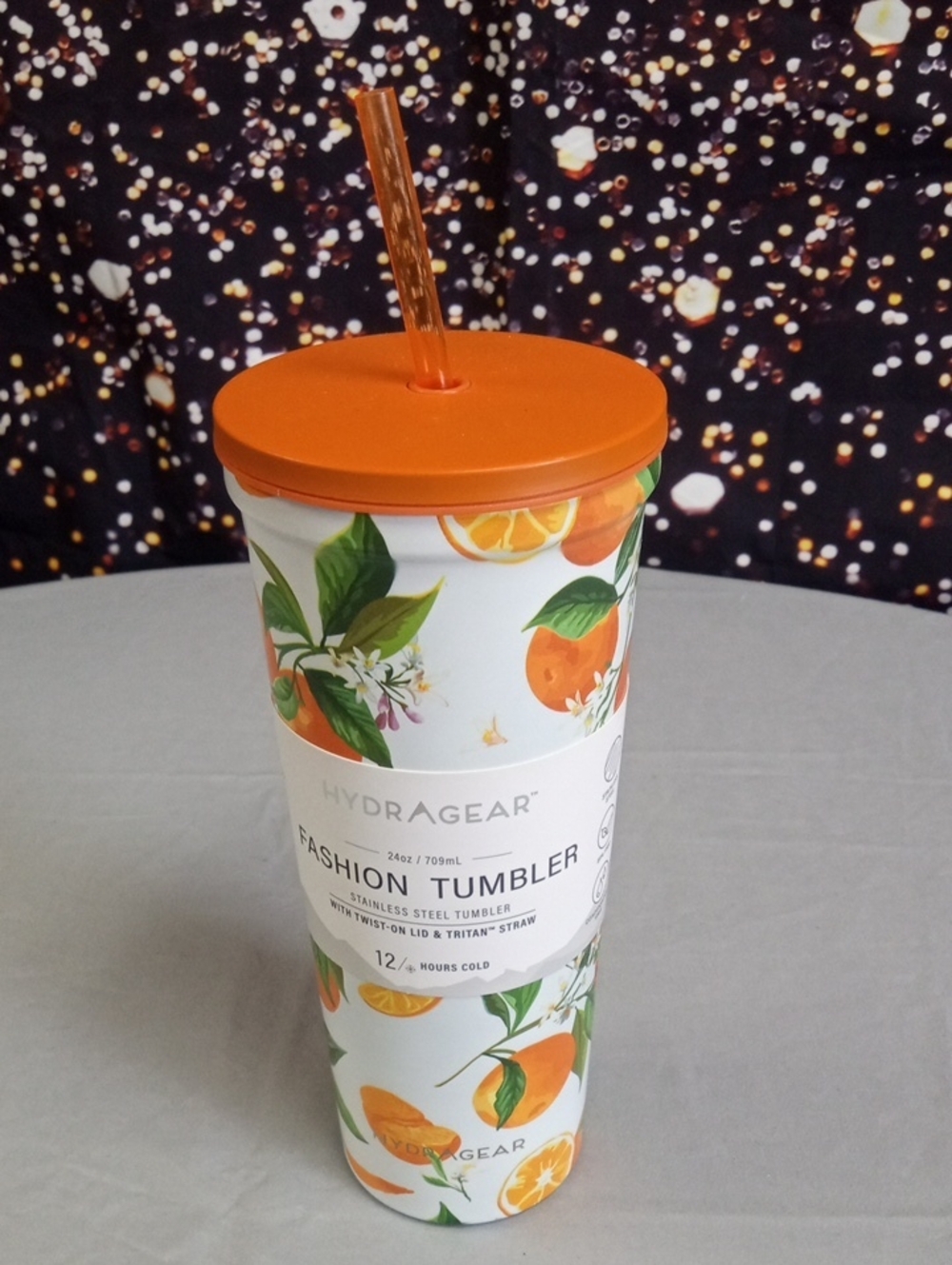 🏠 Hydragear Orange Citrus Fashion Tumbler with Straw